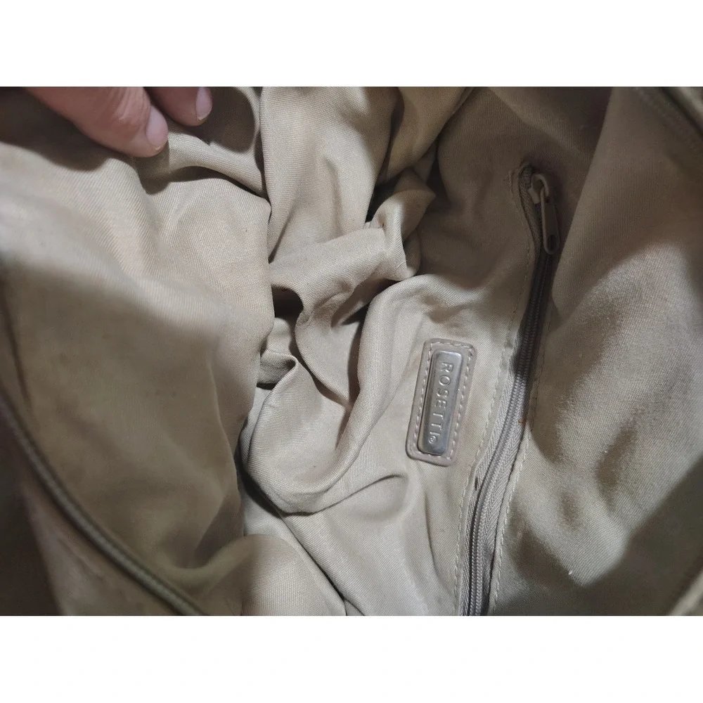 Rosetti‎ Taupe Faux Leather Shoulder Bag Multi Pocket Purse Silver Tone Hardware